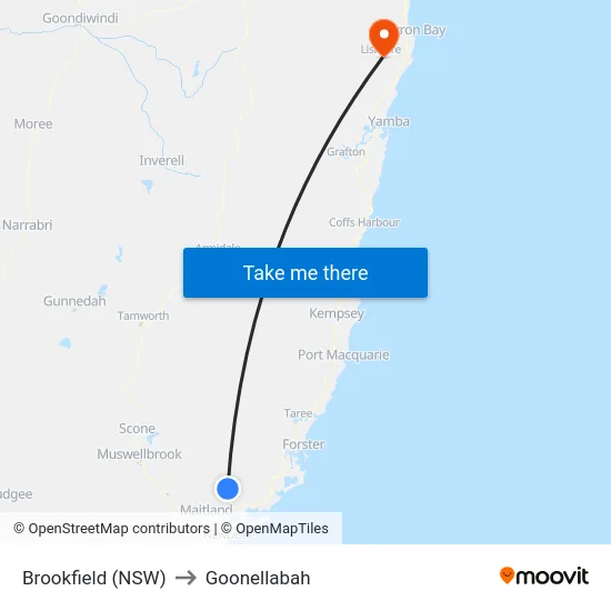 Brookfield (NSW) to Goonellabah map