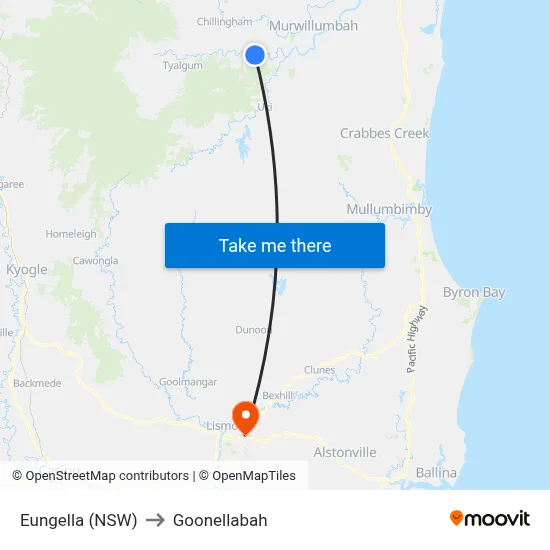 Eungella (NSW) to Goonellabah map