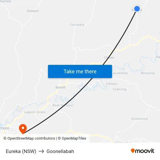 Eureka (NSW) to Goonellabah map