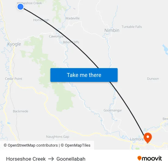Horseshoe Creek to Goonellabah map