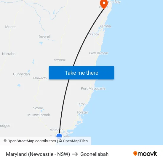 Maryland (Newcastle - NSW) to Goonellabah map