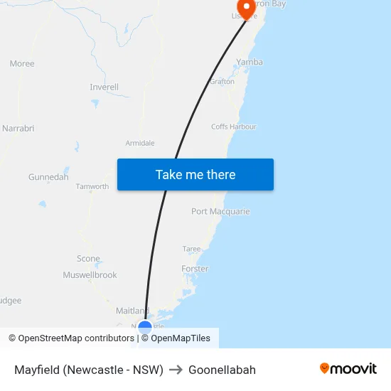 Mayfield (Newcastle - NSW) to Goonellabah map