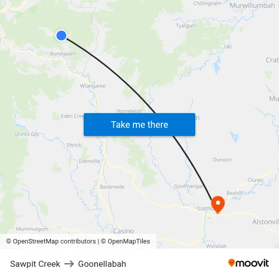 Sawpit Creek to Goonellabah map