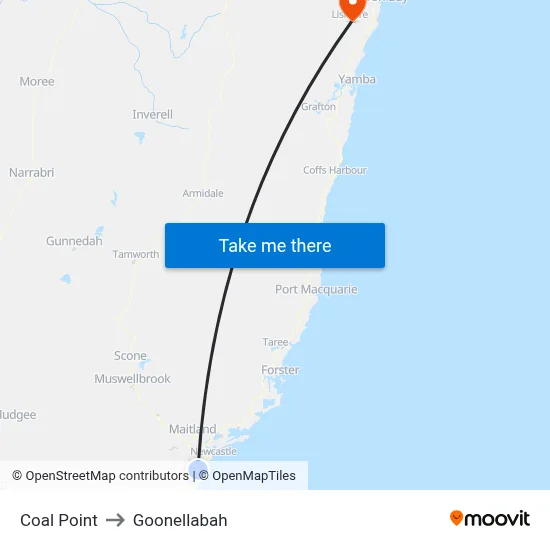 Coal Point to Goonellabah map