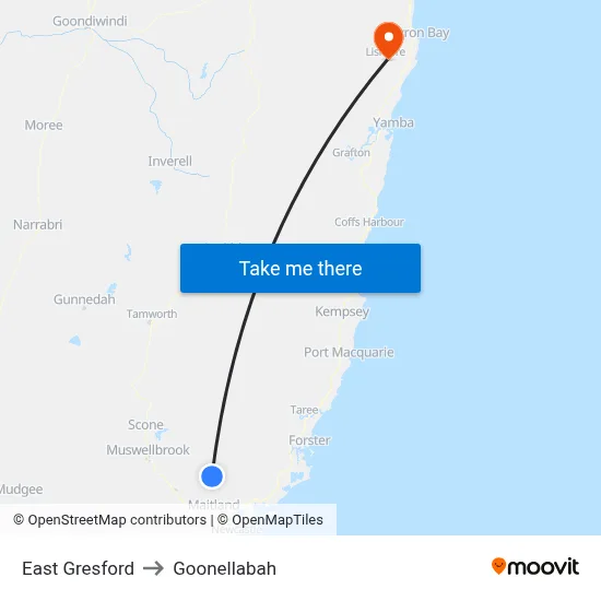 East Gresford to Goonellabah map