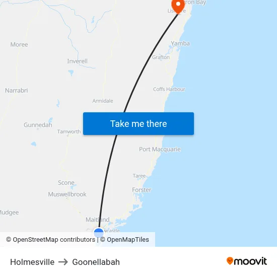 Holmesville to Goonellabah map