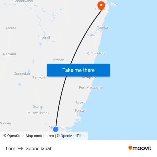 Lorn to Goonellabah map