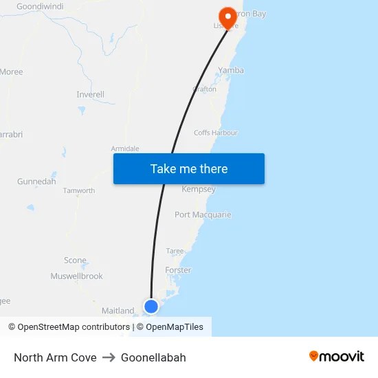 North Arm Cove to Goonellabah map