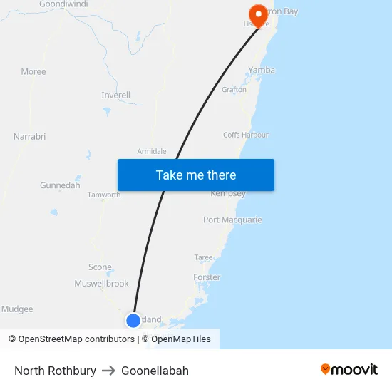 North Rothbury to Goonellabah map