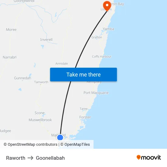 Raworth to Goonellabah map