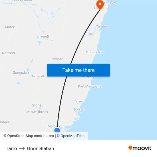 Tarro to Goonellabah map