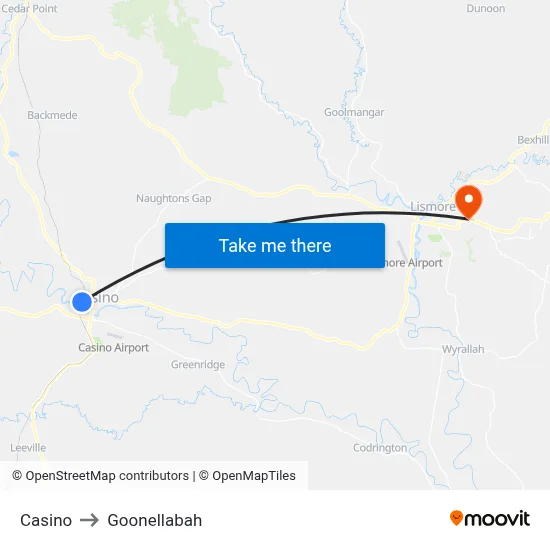 Casino to Goonellabah map