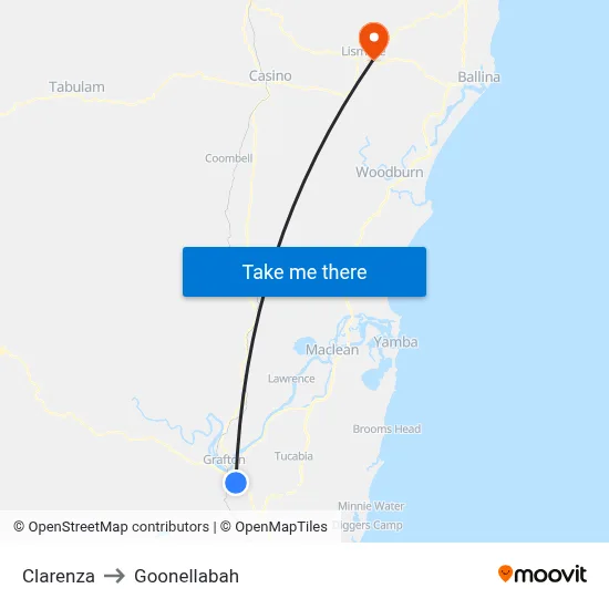 Clarenza to Goonellabah map