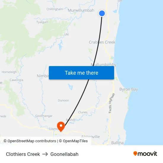 Clothiers Creek to Goonellabah map