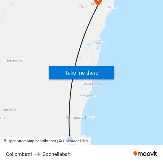Collombatti to Goonellabah map