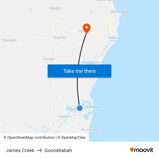 James Creek to Goonellabah map