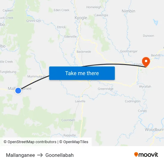 Mallanganee to Goonellabah map