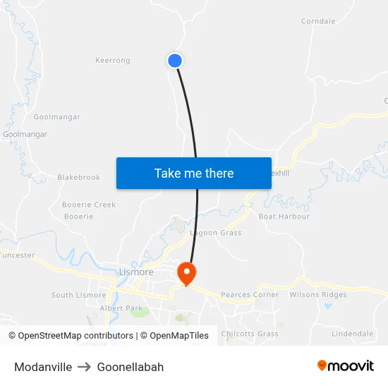 Modanville to Goonellabah map