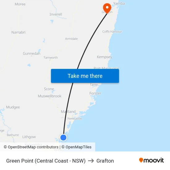 Green Point (Central Coast - NSW) to Grafton map