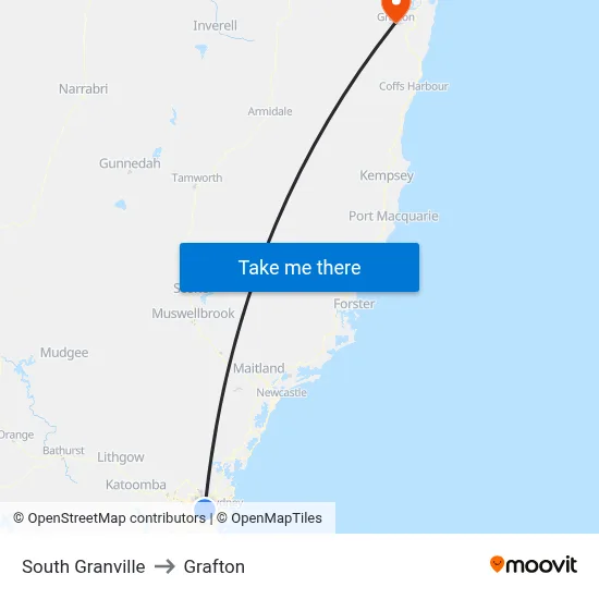 South Granville to Grafton map