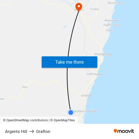 Argents Hill to Grafton map