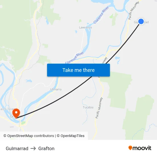 Gulmarrad to Grafton map
