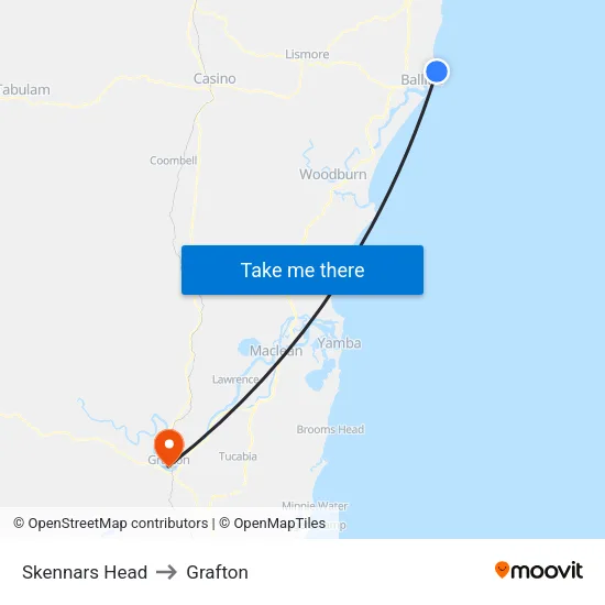 Skennars Head to Grafton map