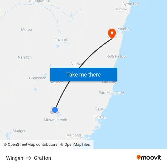 Wingen to Grafton map