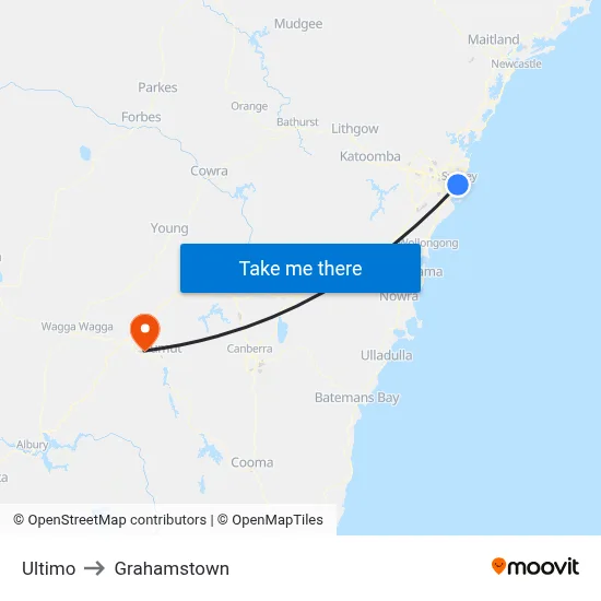 Ultimo to Grahamstown map