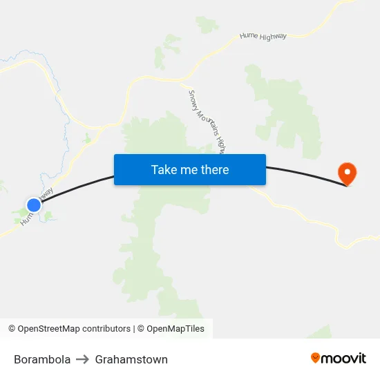 Borambola to Grahamstown map