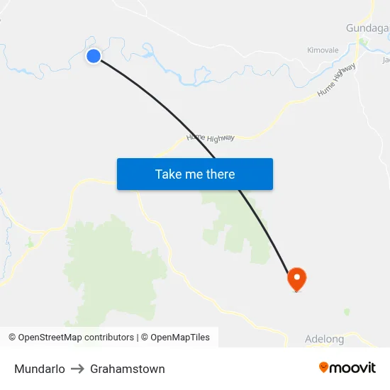 Mundarlo to Grahamstown map