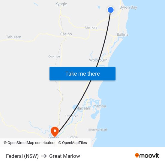 Federal (NSW) to Great Marlow map