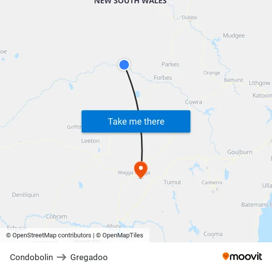 Condobolin to Gregadoo map