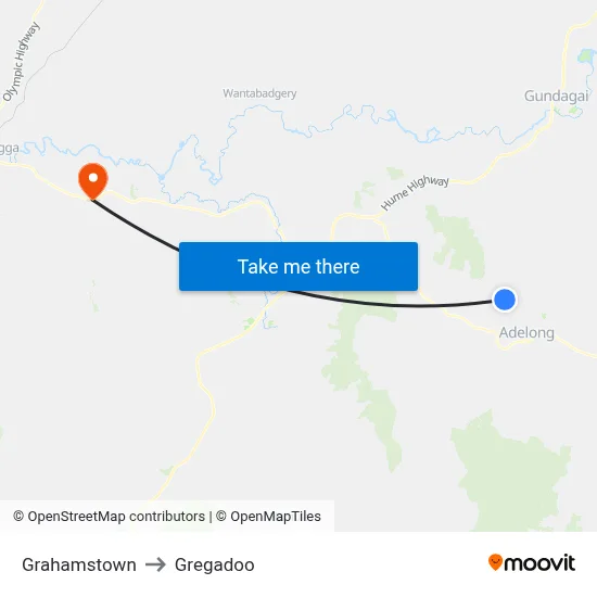 Grahamstown to Gregadoo map