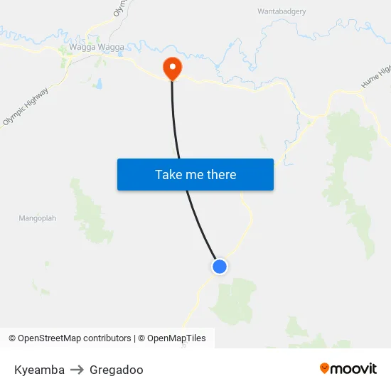 Kyeamba to Gregadoo map