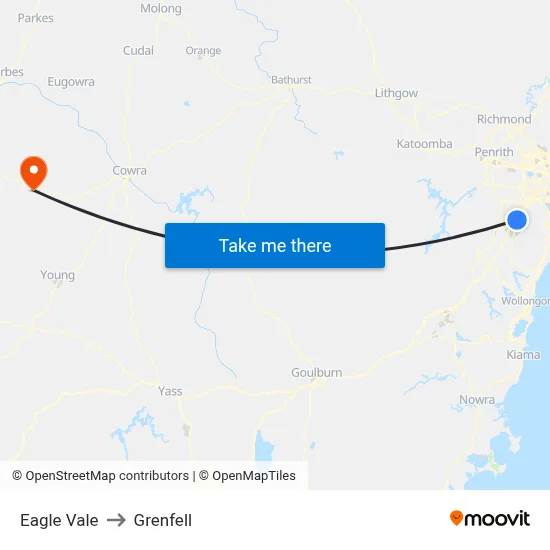 Eagle Vale to Grenfell map