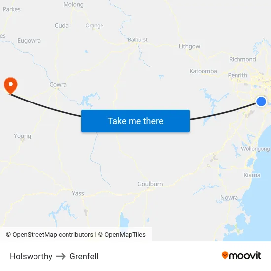 Holsworthy to Grenfell map