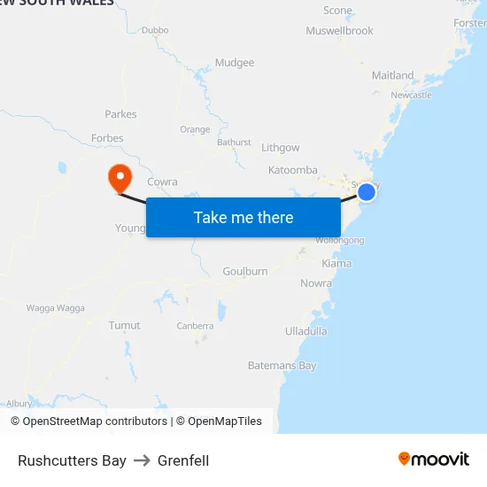 Rushcutters Bay to Grenfell map