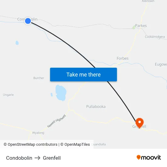 Condobolin to Grenfell map