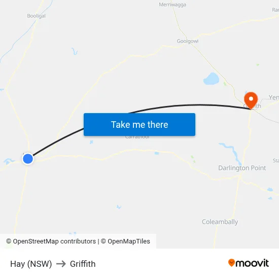 Hay (NSW) to Griffith map