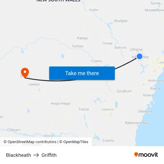 Blackheath to Griffith map