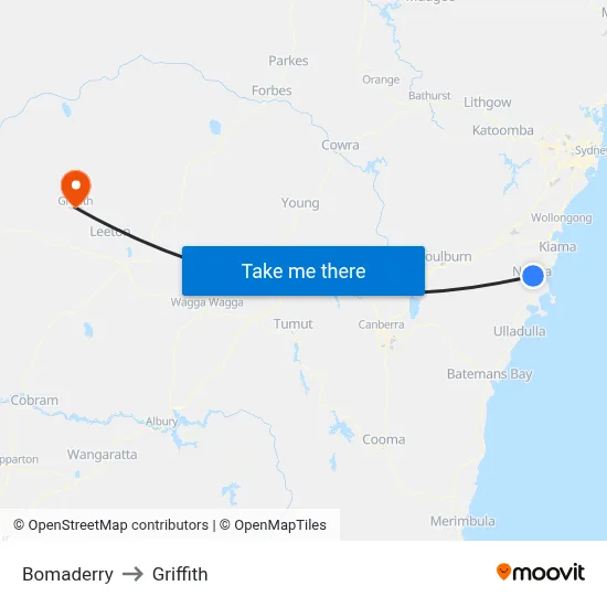Bomaderry to Griffith map