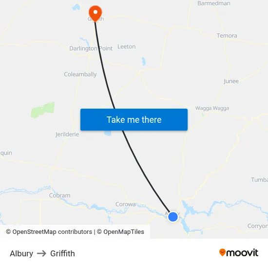 Albury to Griffith map