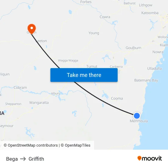 Bega to Griffith map