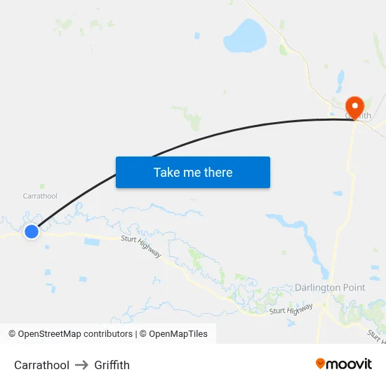 Carrathool to Griffith map
