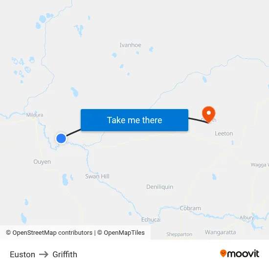 Euston to Griffith map