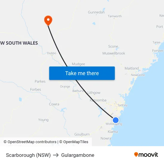 Scarborough (NSW) to Gulargambone map