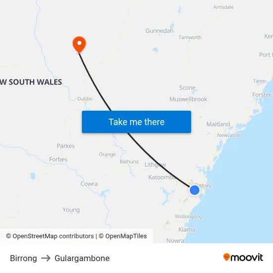 Birrong to Gulargambone map
