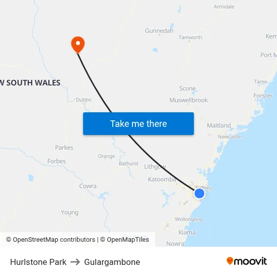 Hurlstone Park to Gulargambone map