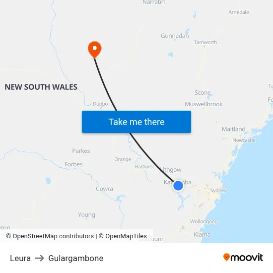 Leura to Gulargambone map